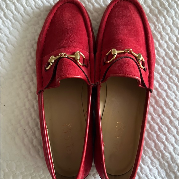 Vintage Red Suede Horsebit Loafers - Picture 1 of 6